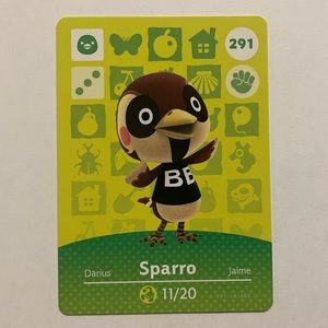 Animal Crossing Amiibo Card 291 Sparro